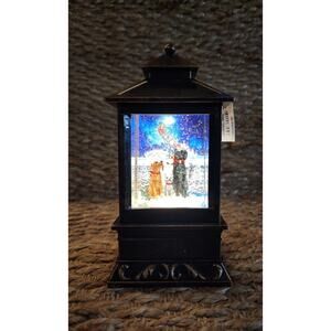 Battery Operated Light Up Swirl Christmas Puppy Dogs Water Lantern 8.5" New!